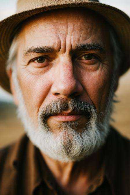 closeup portrait emotional photo of old man in rugged bluesman clothes,  face,  8k uhd on Tensor.Art