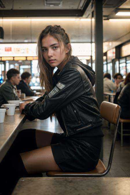 gritty raw street photography,  plain clean earthy young female hacker,  matrixpunk cybercostume on Tensor.Art