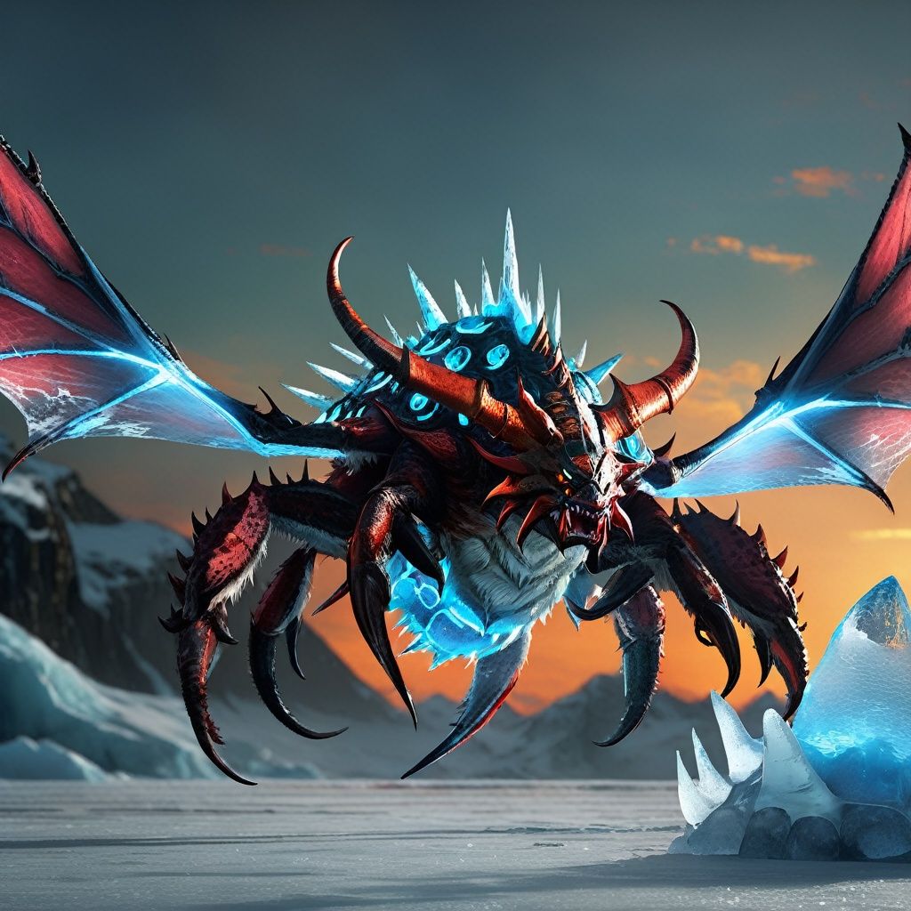 Creatures (j/da), movie effects, (extremely complex :1.3), action poses, Demonized Mollusc creatures, multiple eyes, on an ice field<lora:sdxl_shengwuV3-000015:0.8>