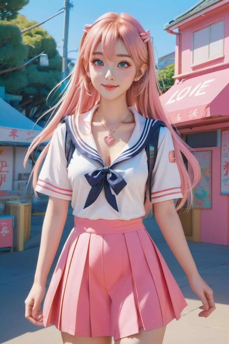 ((best quality)), ((masterpiece)), (detailed),(full_body),lively and cute young girl (wearing a sign around her neck with "love tusi" written:1.2), playful expression, casual clothing, (anime art style:1.2), colorful environment, sunlit day, cheerful atmosphere, (soft lighting:1.3), bright and pastel colors with pink accent, (wide-angle shot:1.2), (cartoonish:1.1), (8k resolution:1.2).,Frosty anime style
,sailor suit