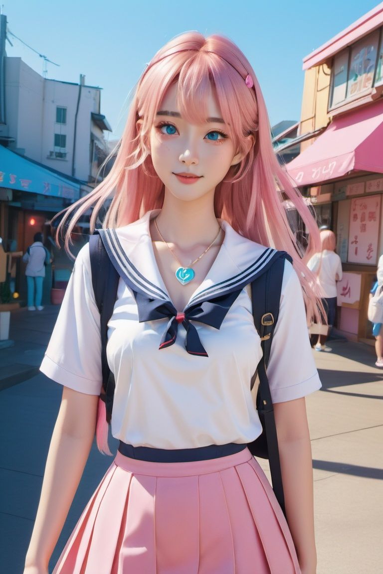 ((best quality)), ((masterpiece)), (detailed),(full_body),lively and cute young girl (wearing a sign around her neck with "love tusi" written:1.2), playful expression, casual clothing, (anime art style:1.2), colorful environment, sunlit day, cheerful atmosphere, (soft lighting:1.3), bright and pastel colors with pink accent, (wide-angle shot:1.2), (cartoonish:1.1), (8k resolution:1.2).,Frosty anime style
,sailor suit