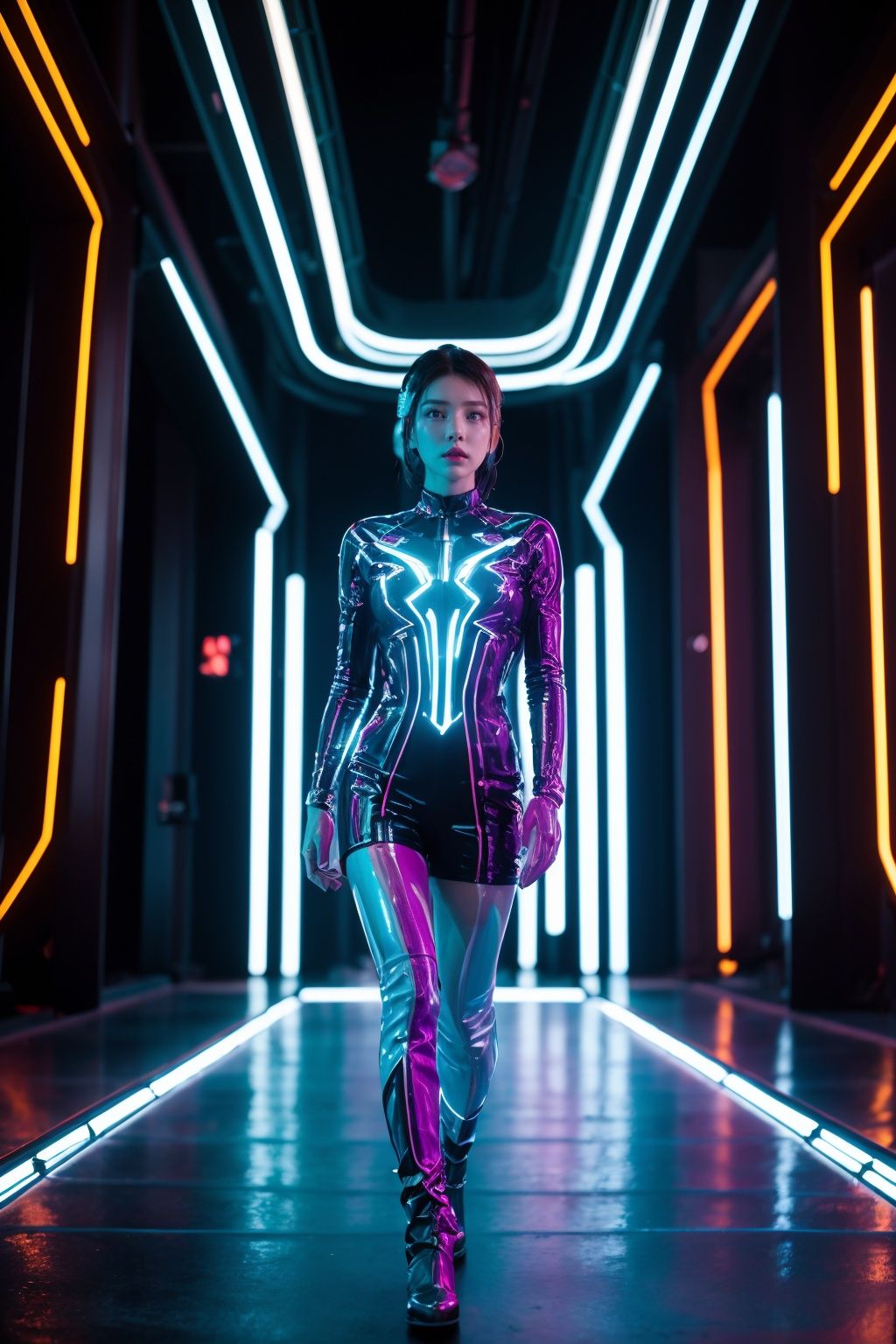 Beautiful, cinematic lighting, 8K, sharp details. Crystal clear feel, High quality, Fine-art print, HQ. Tron vibes. Futuristic background. colourful. Hypermaximalist, hyperdetailed, award-winning fashion photography, professional colour grading, clean sharp focus. Clean details.,,ledlace,