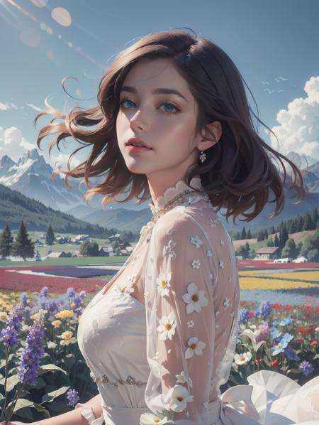 1girl,  dynamic angle,  cloud and mountain on Tensor.Art