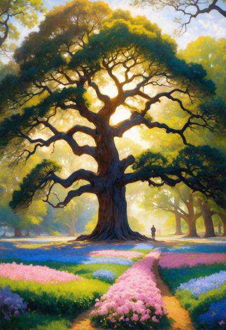 art by Robert Vonnoh,  Pencil painting,  landscape of The Angel Oak on Tensor.Art
