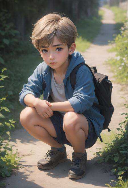Boy,  Crouching down on Tensor.Art
