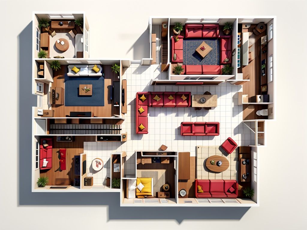 <lora:CPNK-000009:0.6>,CPNK,Rendering floor plan of the apartment layout,top view,(masterpiece),(best quality),(Solid background:1.3),Details,Solid background,