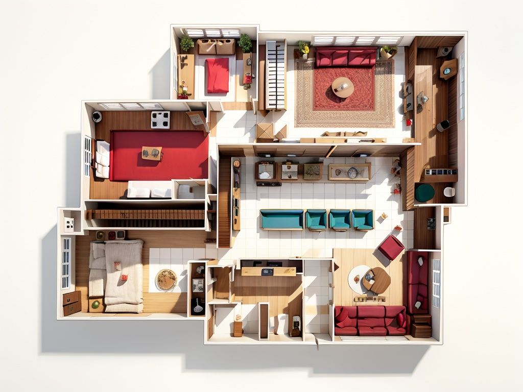 <lora:CPNK-000009:0.6>,CPNK,Rendering floor plan of the apartment layout,top view,(masterpiece),(best quality),(Solid background:1.3),Details,Solid background,