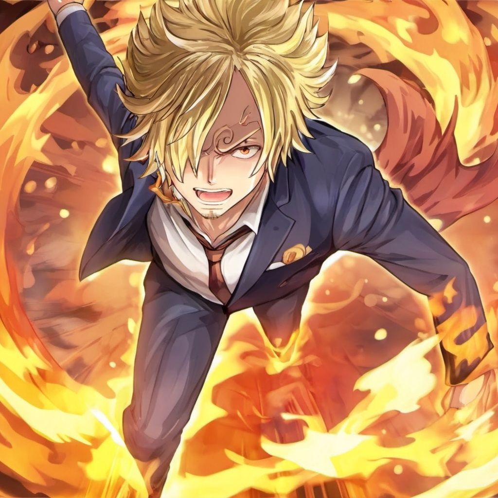 ((best quality)), ((masterpiece)), ((ultra-detailed)), (illustration), (detailed light), (an extremely delicate and beautiful),((trim)),
shanzhi,1boy,male focus, solo,  Blond Hair,mooooko,full_body,kicking, Magma and flames intertwined on the calves and feet,suit