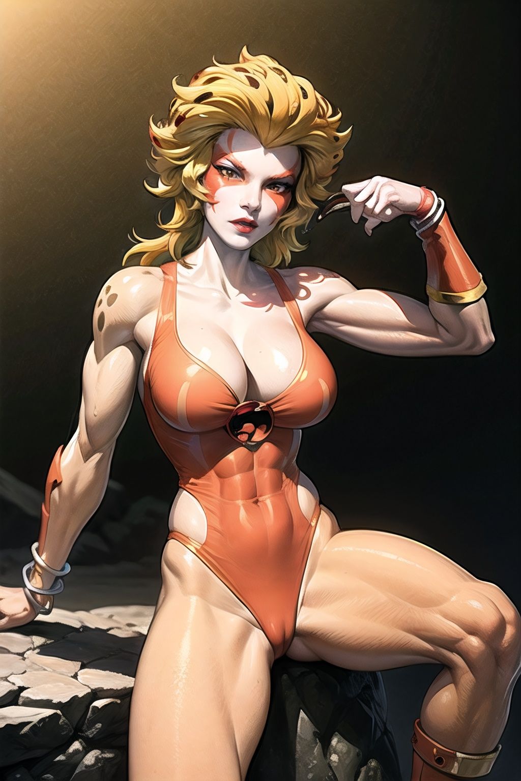 cheetara_bodysuit_aiwaifu,  blonde hair,  makeup on Tensor.Art