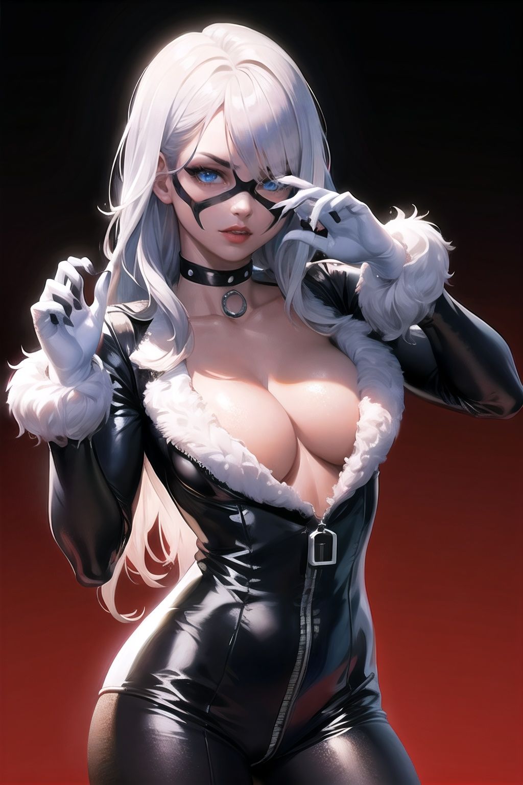 felicia_blackcat_aiwaifu,  long hair,  mask on Tensor.Art