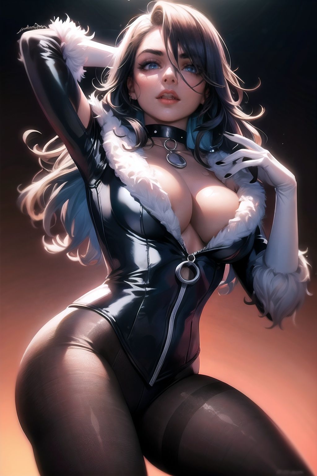 felicia_blackcat_aiwaifu,  long hair,  mask on Tensor.Art
