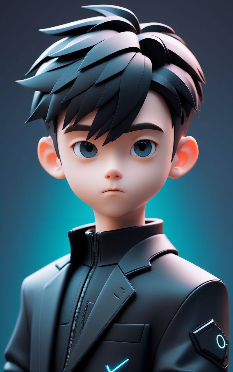 A handsome boy,
bust,beautiful face,
wearing black clothes,
Cyberpunk style,Pixar,
popmart blind box,
3d render, blender, octane rendering, pastel color, solid color background,
