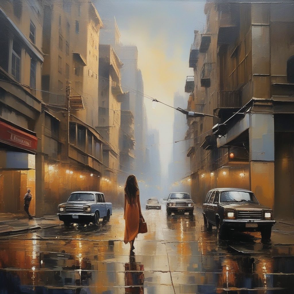 (best quality) (masterpiece), (highly detailed), The girl in the cityscape is a symbol of beauty and strength in the face of adversity, a testament to the power of the human spirit to persevere amidst the tumult of a busy city. Her presence is a reminder that even in the midst of chaos, we can find moments of stillness and reflection that help us to stay centered and focused. <lora:zyny:0.7>