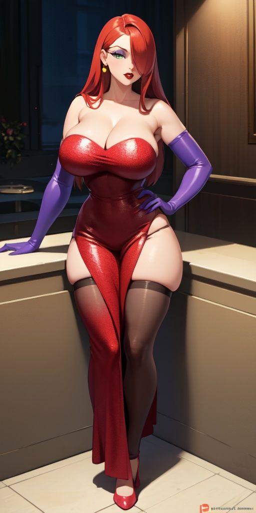 CARTOON_jessica_rabbit_aiwaifu,  aiwaifu,  hair over one eye on Tensor.Art
