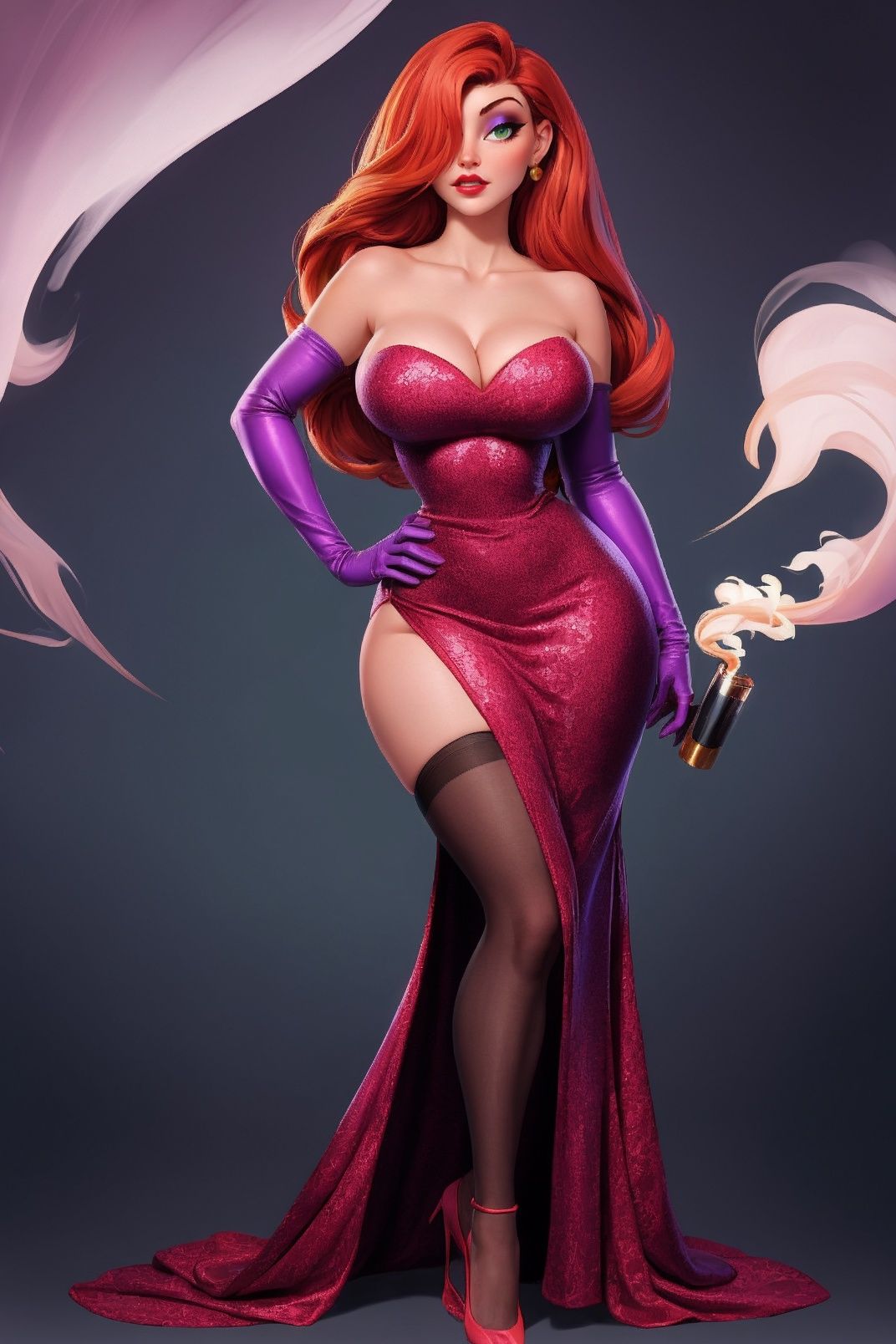 CARTOON_jessica_rabbit_aiwaifu,  aiwaifu,  hair over one eye on Tensor.Art