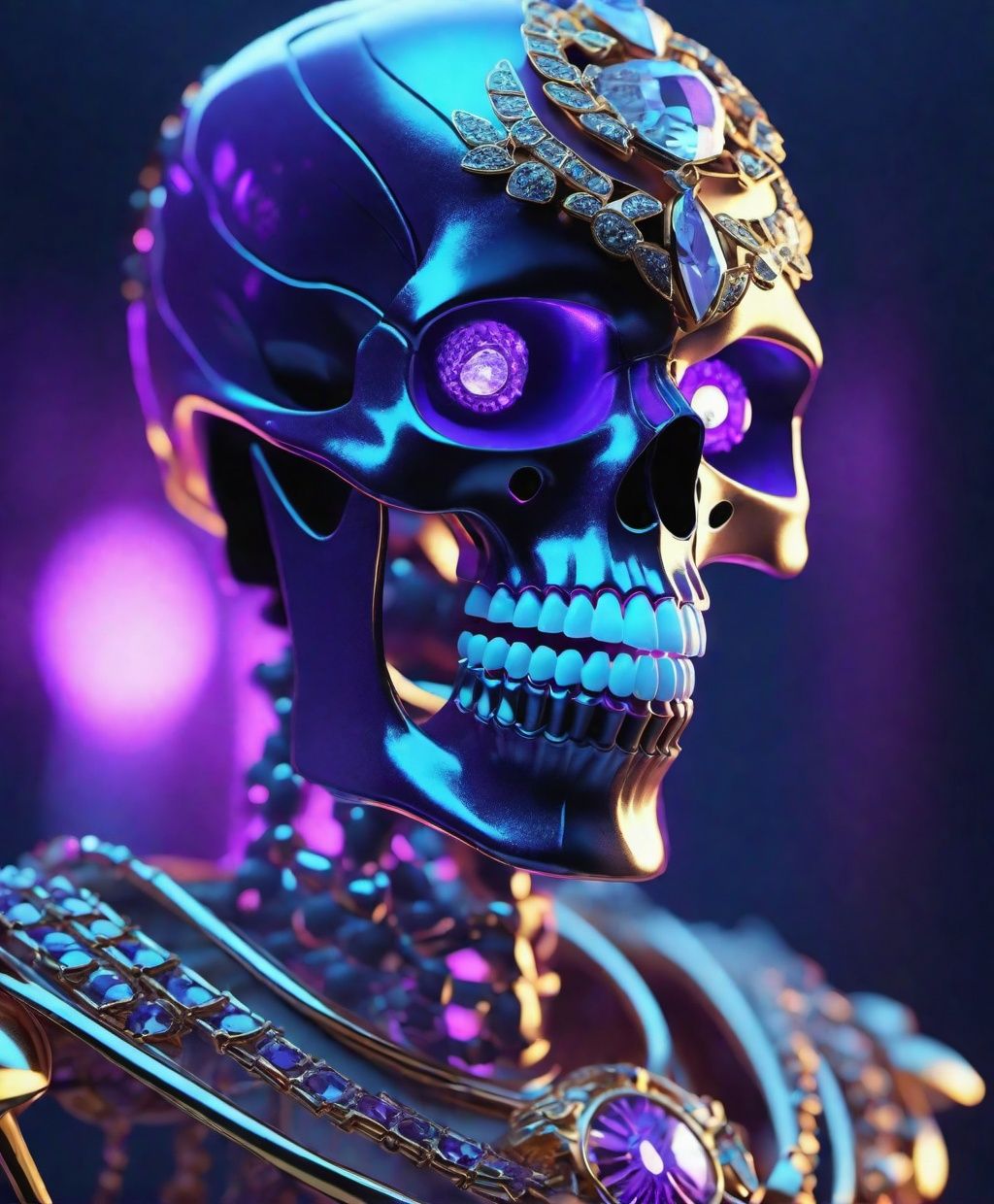 a scary wealthy skeleton covered in luxurious jewelry,  jewelry,  luxury on Tensor.Art