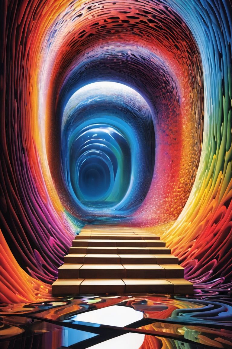 surespace, a tunnel through to the realm of dream, colorful, 
