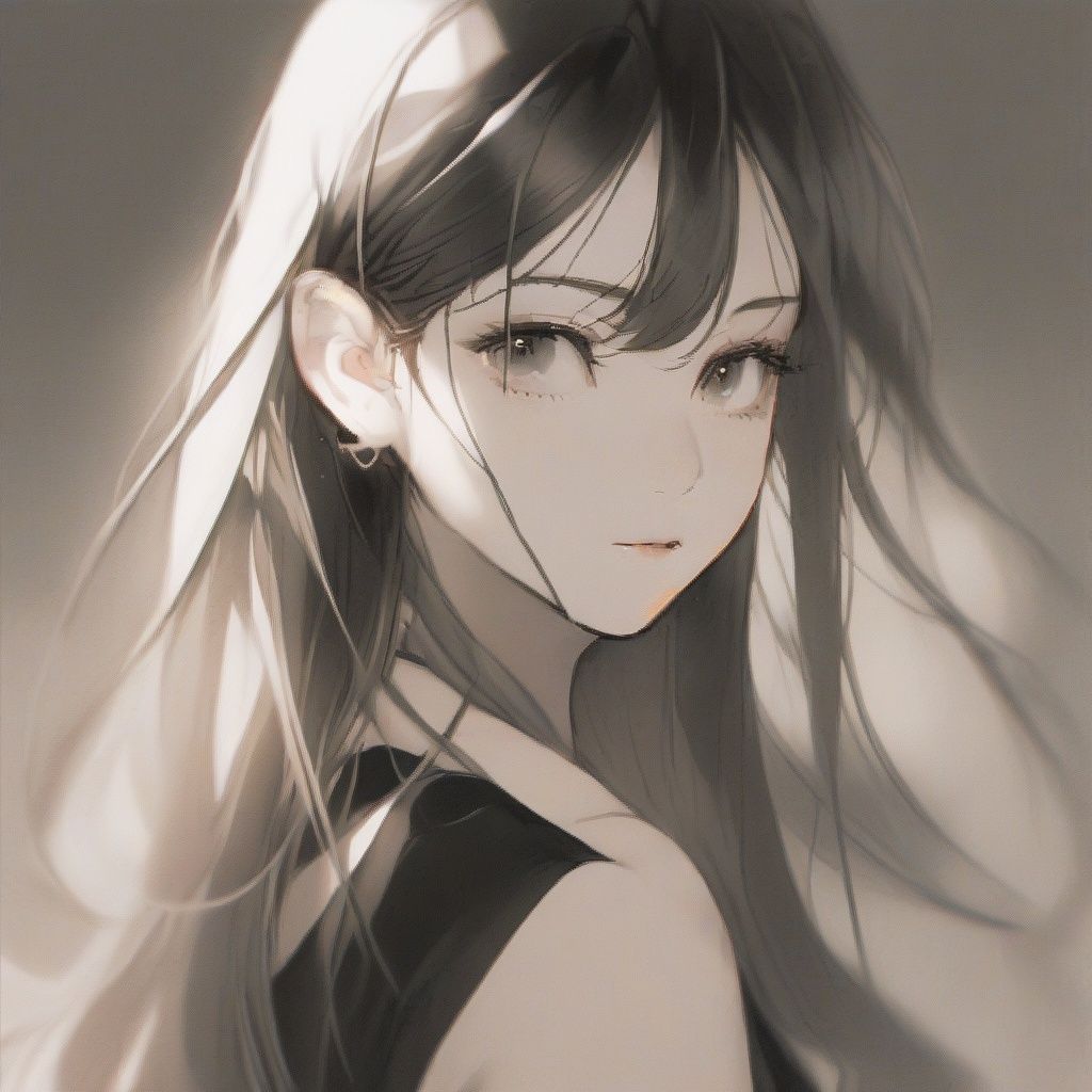 1girl, monochrome, solo, long hair,dsicogirl