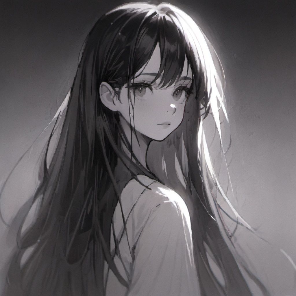 1girl, monochrome, solo, long hair
