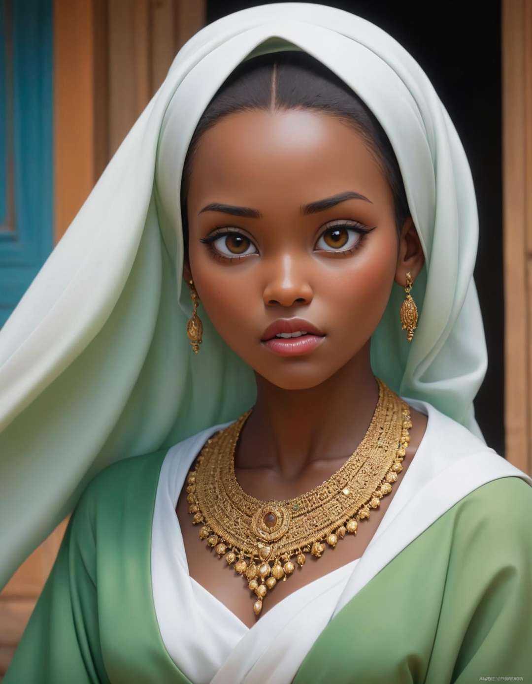 a look of shock ,  Sfumato painting style,  a day in the life of a citizen of Kano on Tensor.Art