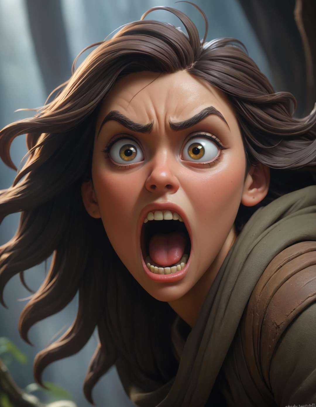 a look of terror scared horrified ,  sculpture style,  a beautiful rendition of a Noah Bradley on Tensor.Art