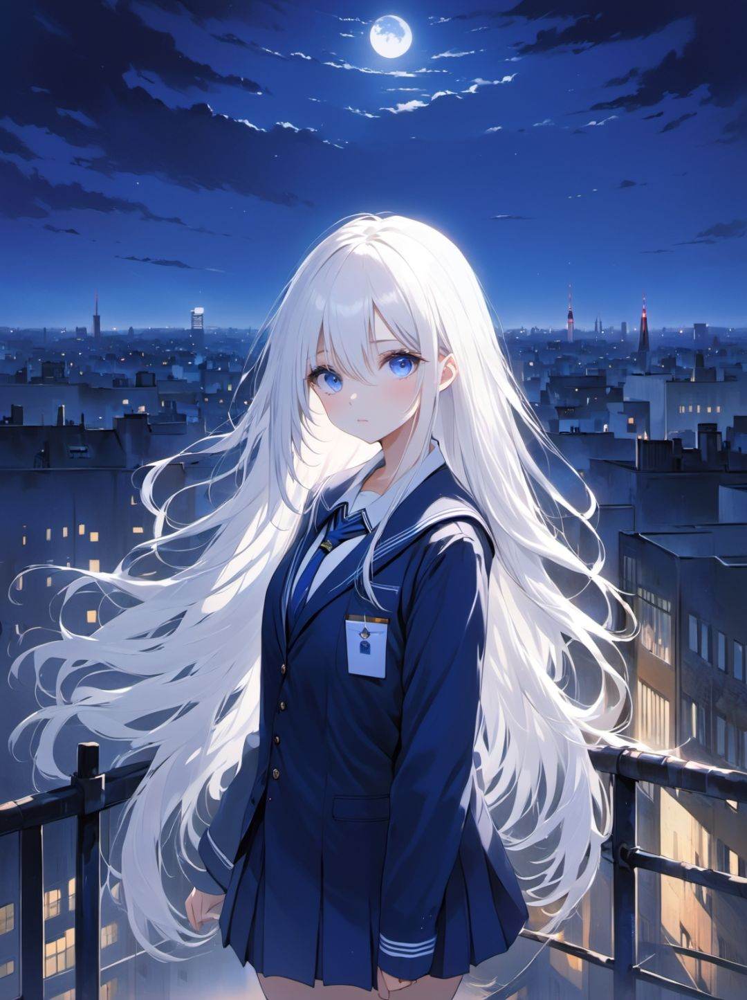 1girl,  upper body,  white long straight hair on Tensor.Art