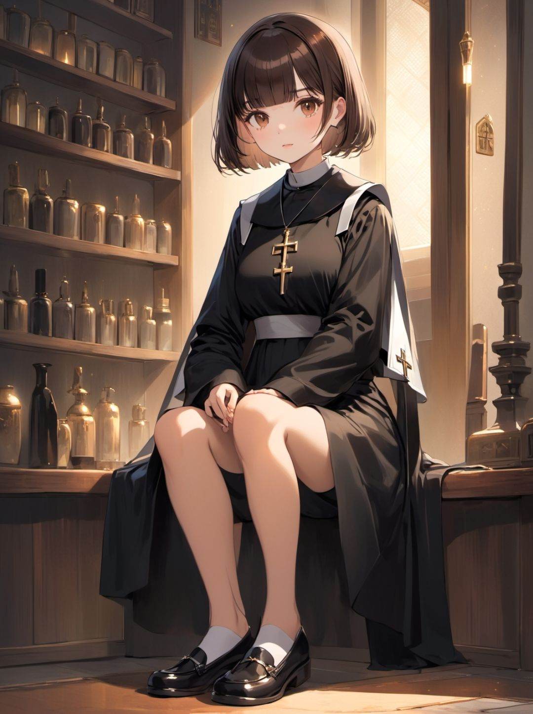 1girl,  brown hair,  very short hair on Tensor.Art