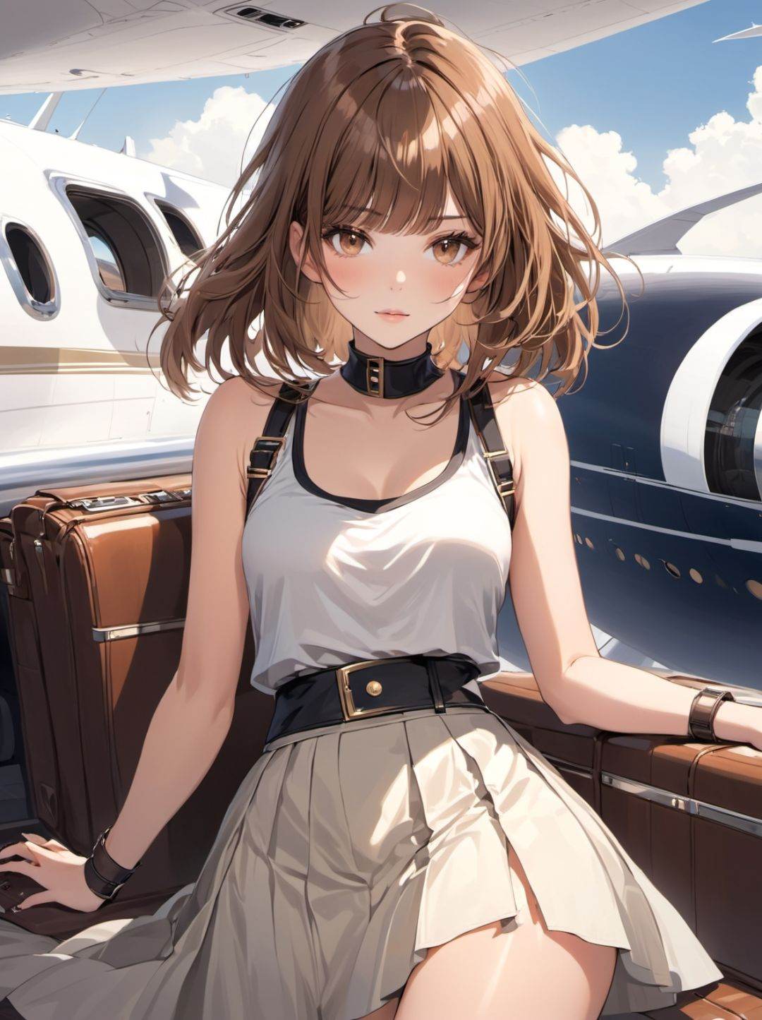 1girl,  light brown hair,  medium hair on Tensor.Art