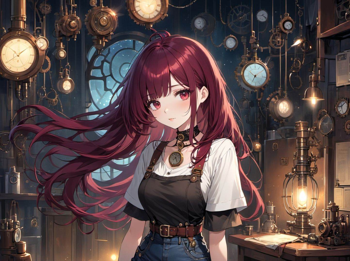 1girl,  maroon hair,  very long hair on Tensor.Art