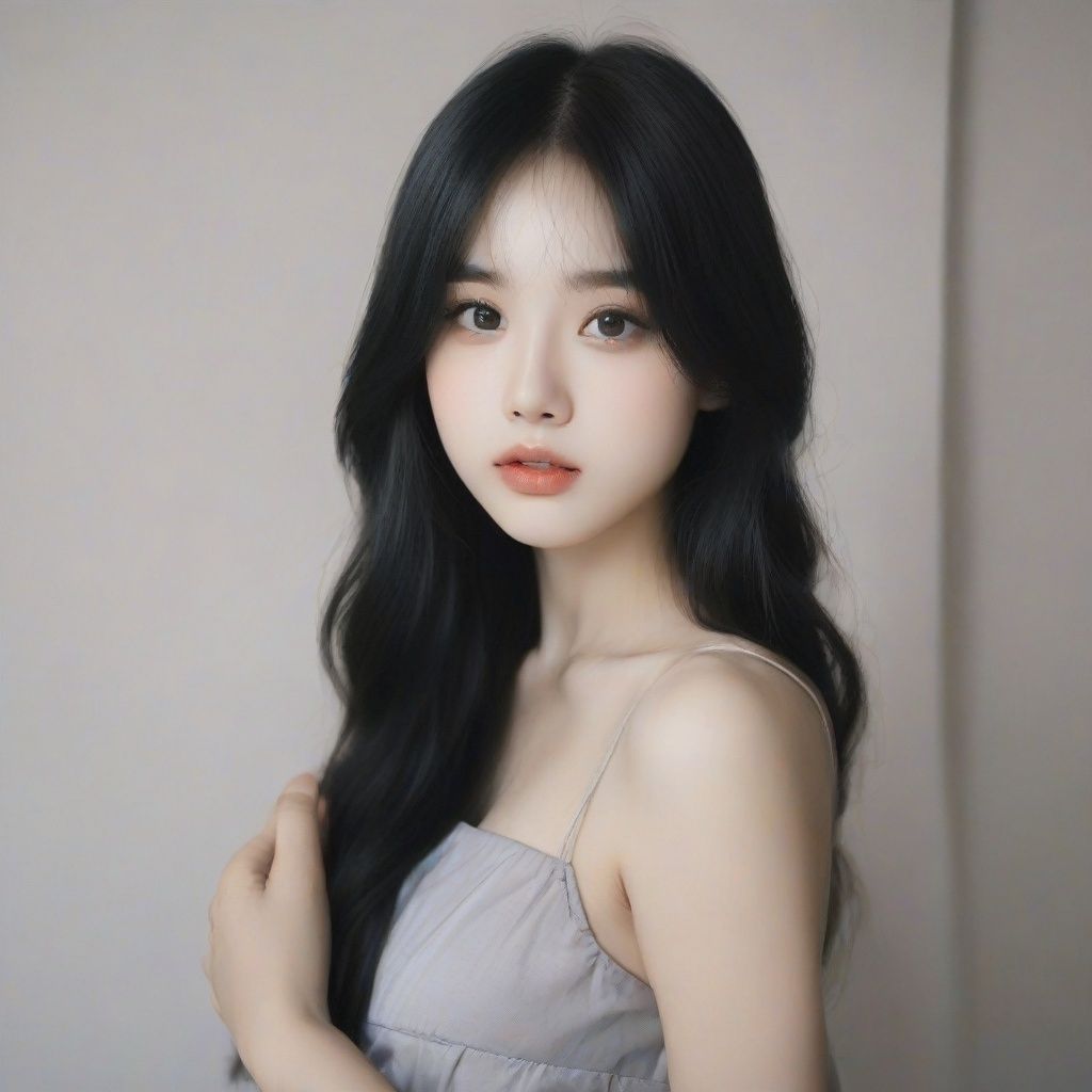 Upper body,1girl with long black hair,photo,<lora:PLD:0.8>,
