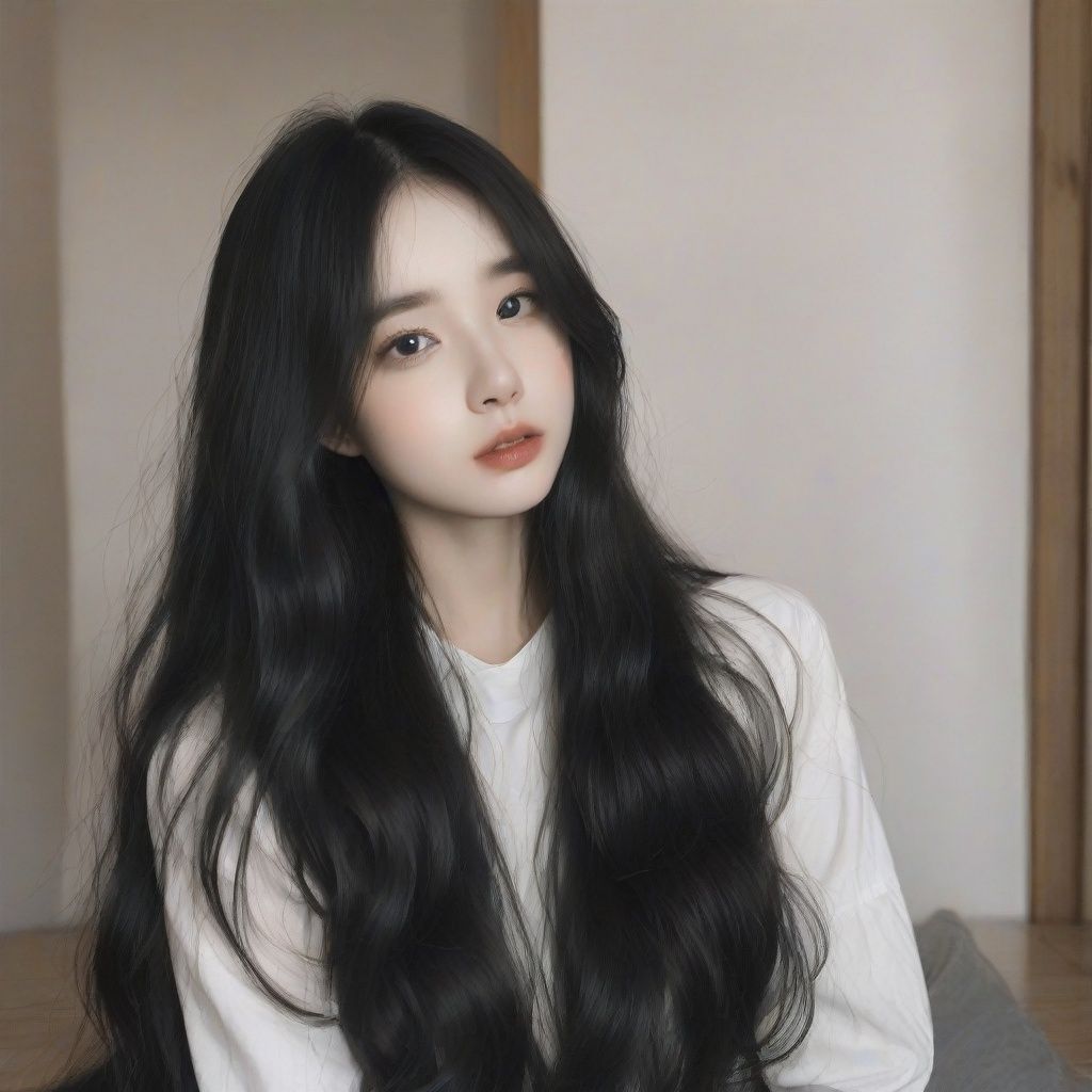 Upper body,1girl with long black hair,photo,<lora:PLD:0.8>,