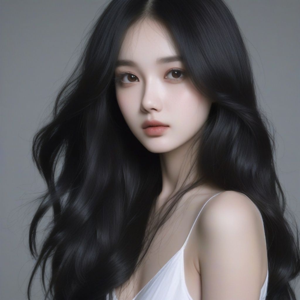 Upper body,1girl with long black hair,photo, <lora:PLD:0.8>