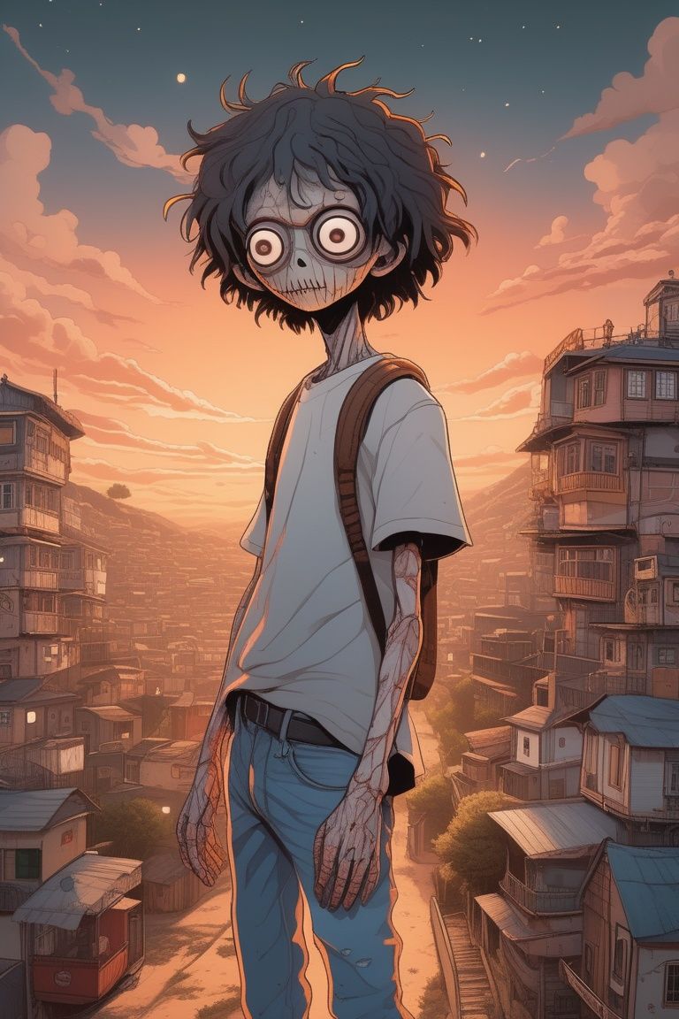 anime, creepy, (ultra realistic,32k,RAW photo,high detailed skin:1.1) 
(masterpiece,best quality:1.5),
Boyfriend jeans, Portugal,Clear skies, Beholder