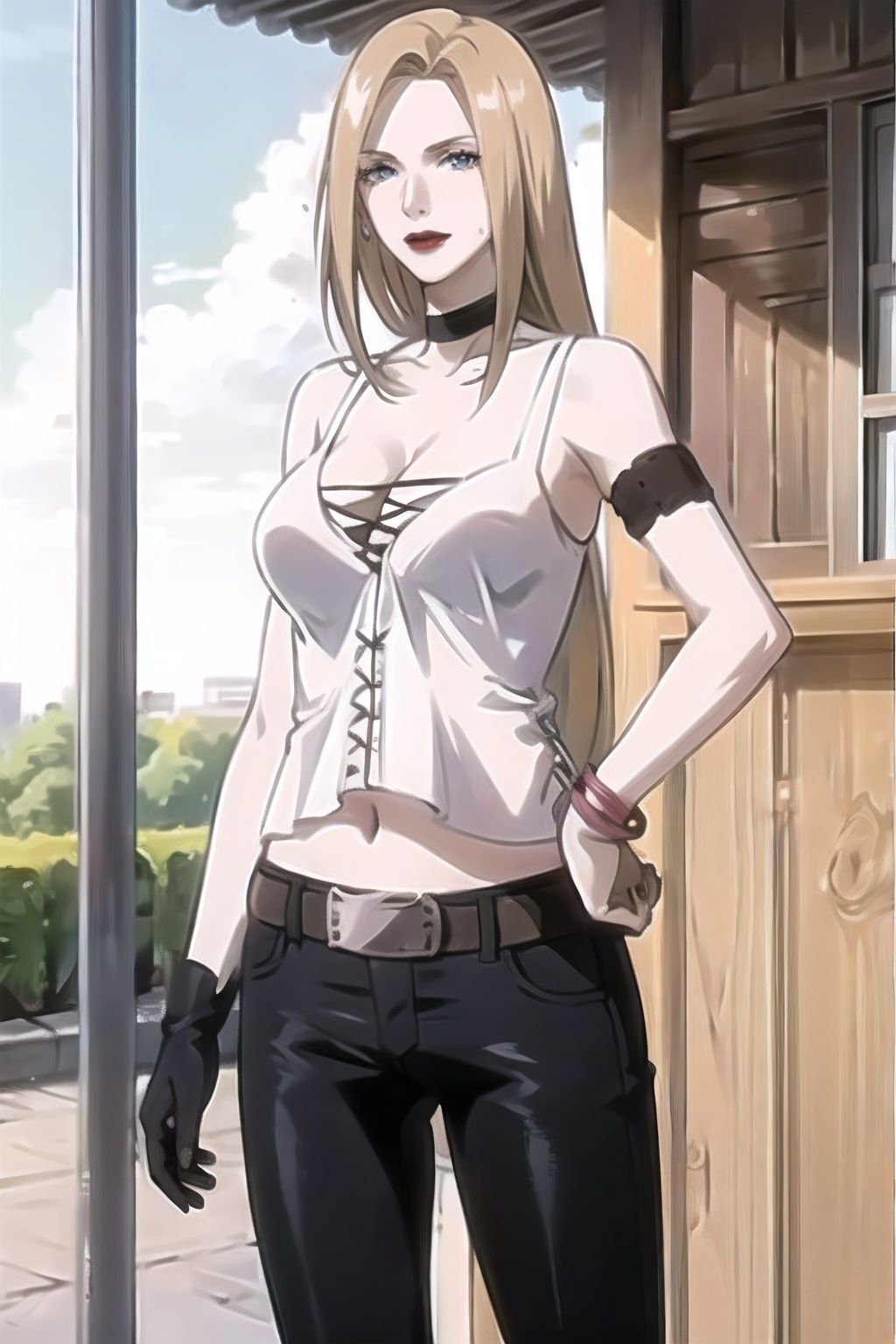 trish_devilmaycry_whitetop_aiwaifu,  blonde hair,  long hair on Tensor.Art