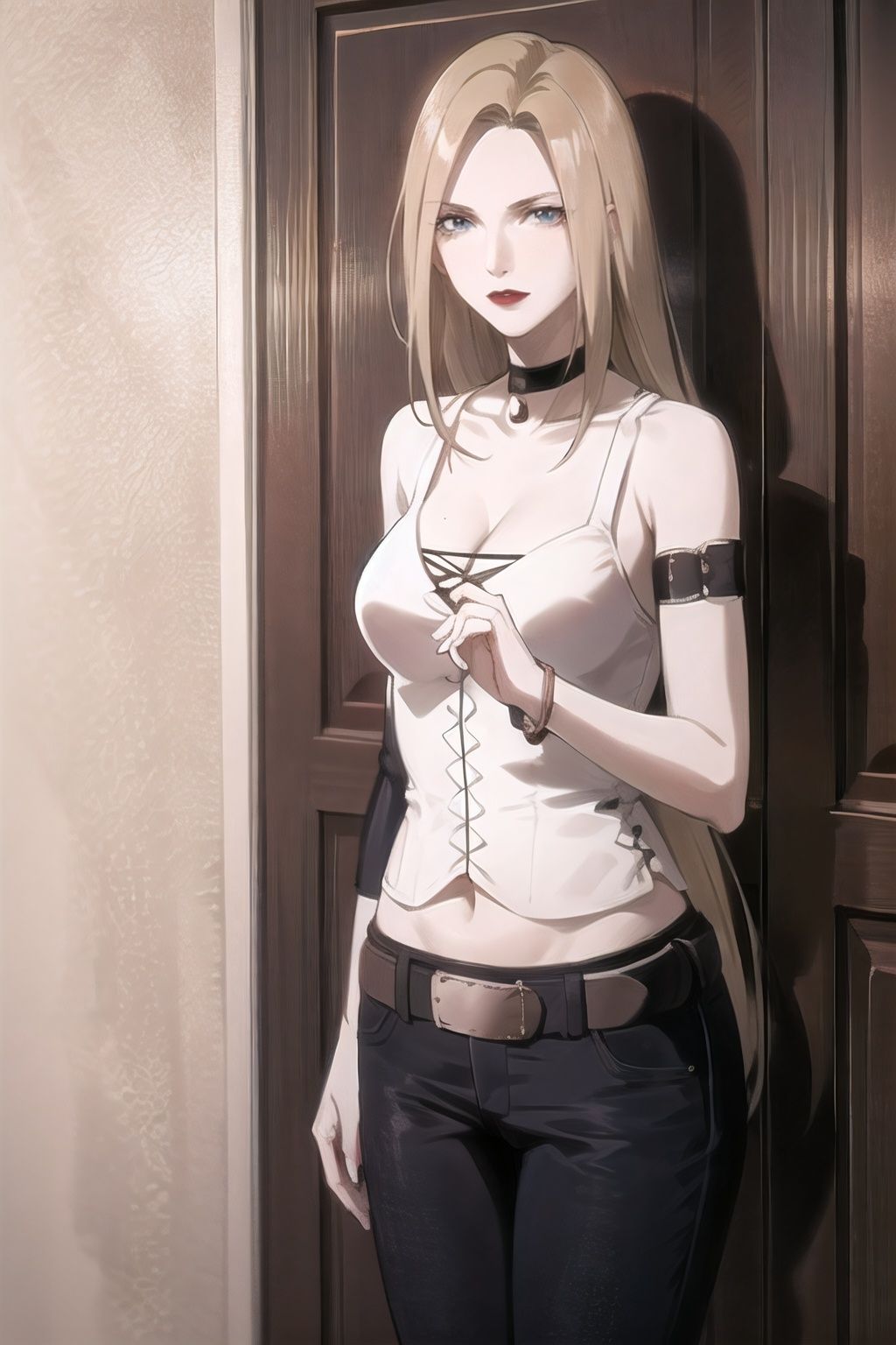trish_devilmaycry_whitetop_aiwaifu,  blonde hair,  long hair on Tensor.Art