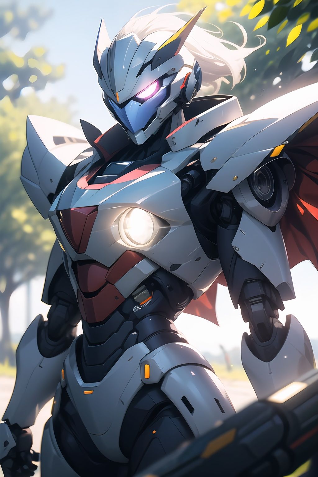 cgmech,  (realistic)solo,  white mecha robot on Tensor.Art