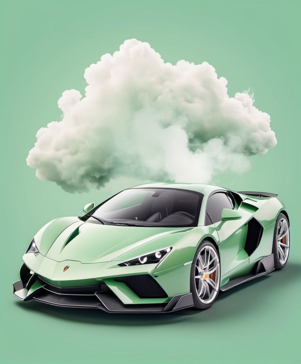clipart supercar,  drawn style,  pale green background on Tensor.Art