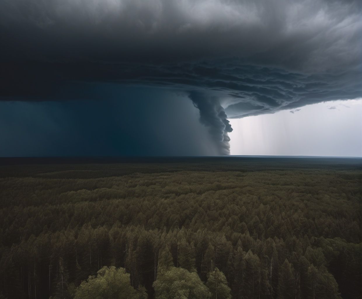 violent hurricane above a forest,  lot of dark colors,  UHD on Tensor.Art