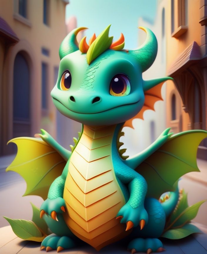 cute dragon,  no humans,  solo on Tensor.Art