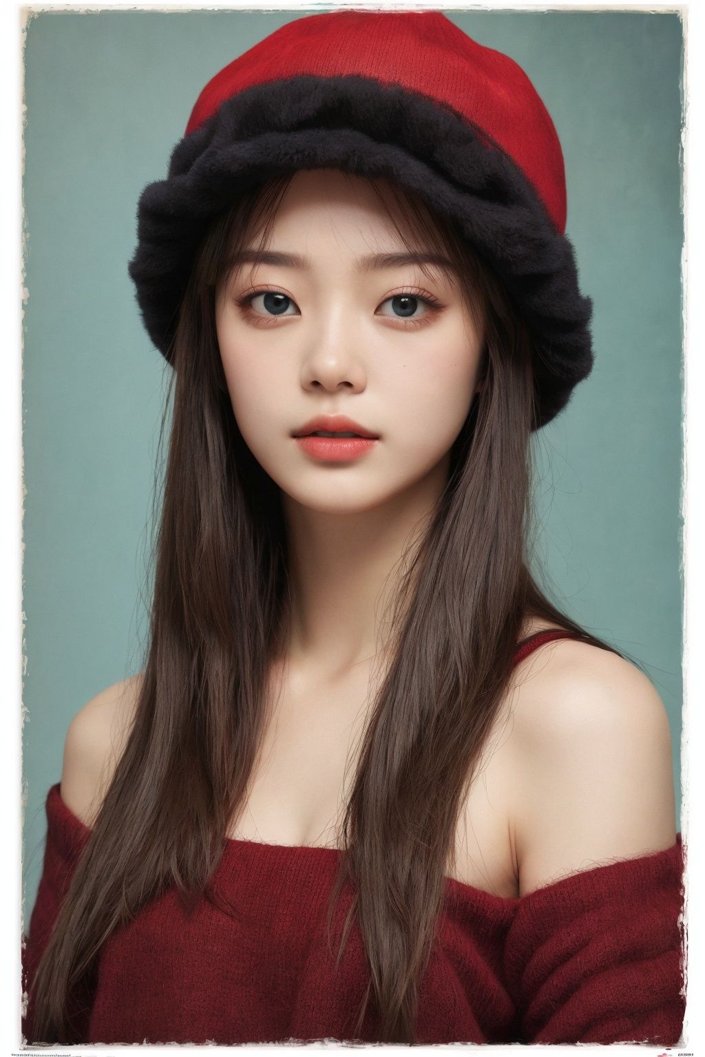 A group of posters, Smooth hair, Lovely, Look at the camera., Variant varieties, A red hat, UHD, high details, best quality, 16k