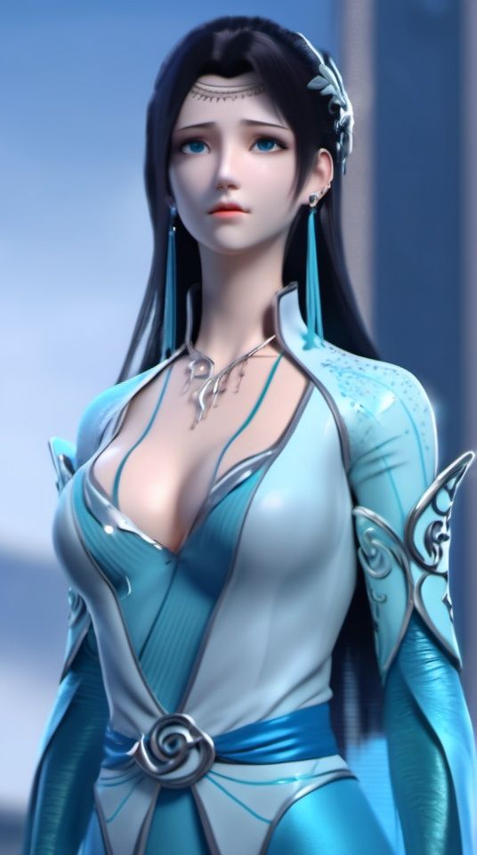(8k, best quality, masterpiece), (ultra-detailed:1.1), (high detailed skin),1girl, black_hair, blue_eyes, breasts, chromatic_aberration, cleavage, depth_of_field, dress, earrings, hair_ornament, jewelry, long_hair, medium_breasts, solo