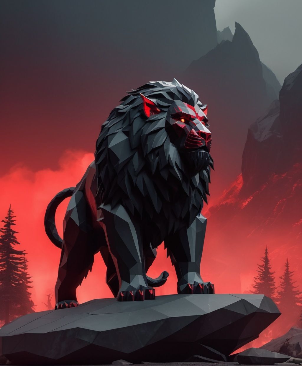 the art of lord of the rings akon,  in the style of simon stalenhag,  dark black and red on Tensor.Art