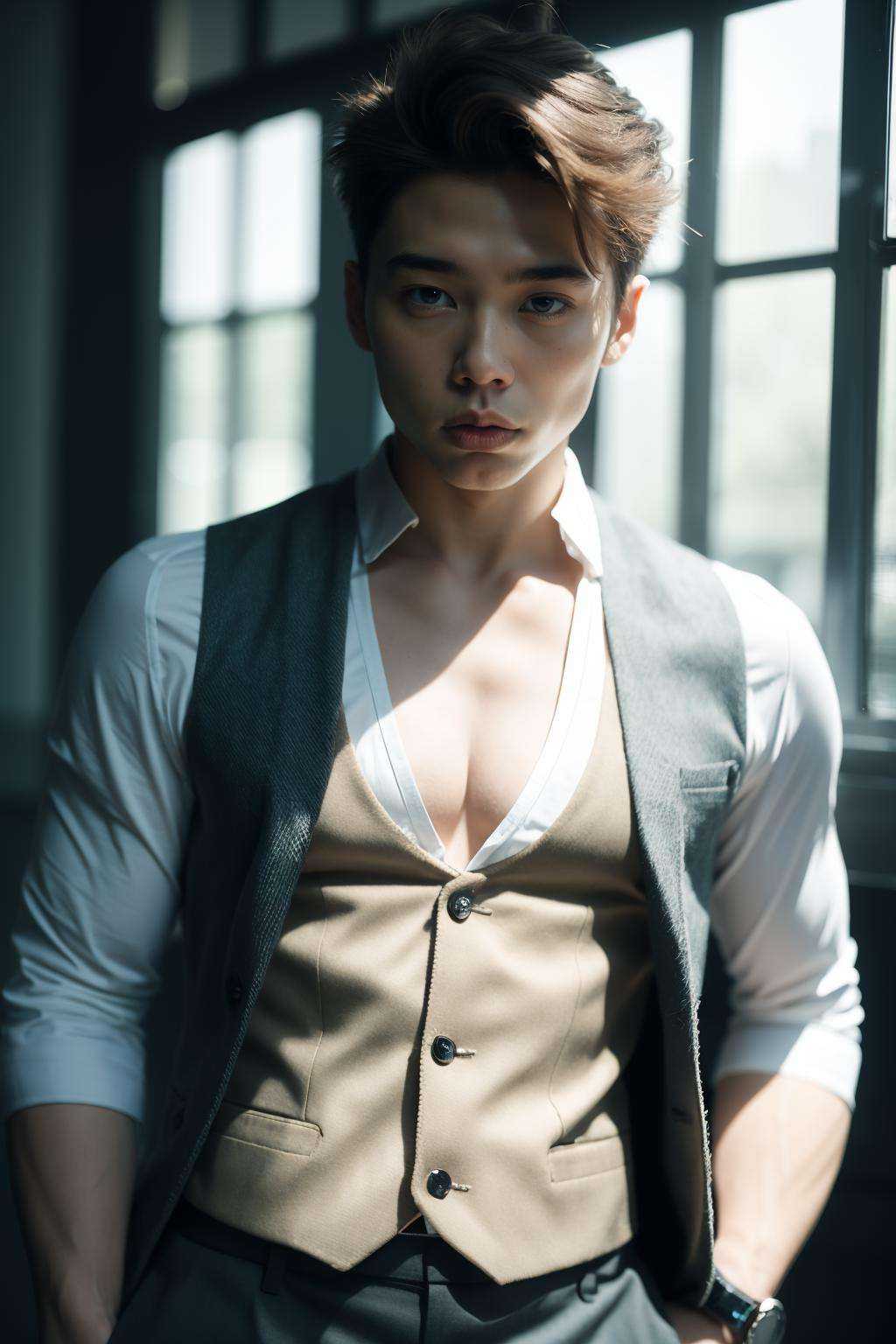 1,  upper body,  waistcoat by WWM-无无明 on Tensor.Art