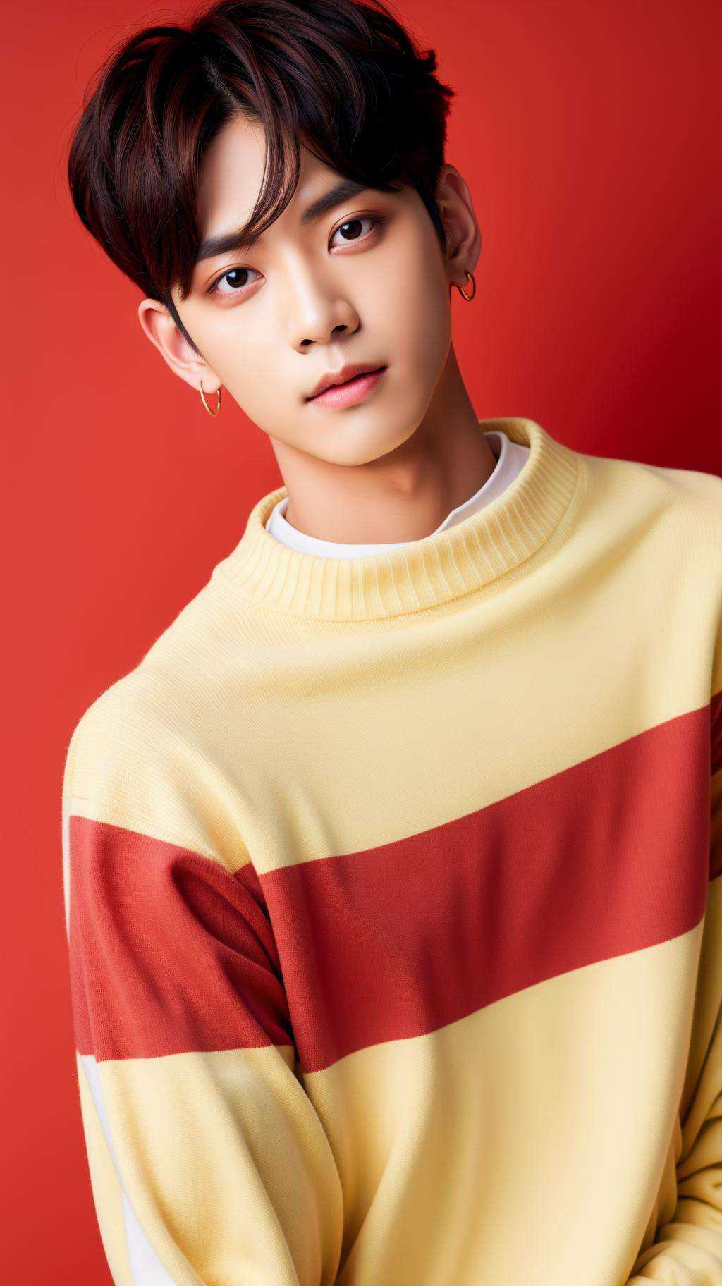 1boy,red background,<lora:卡努:0.9>,