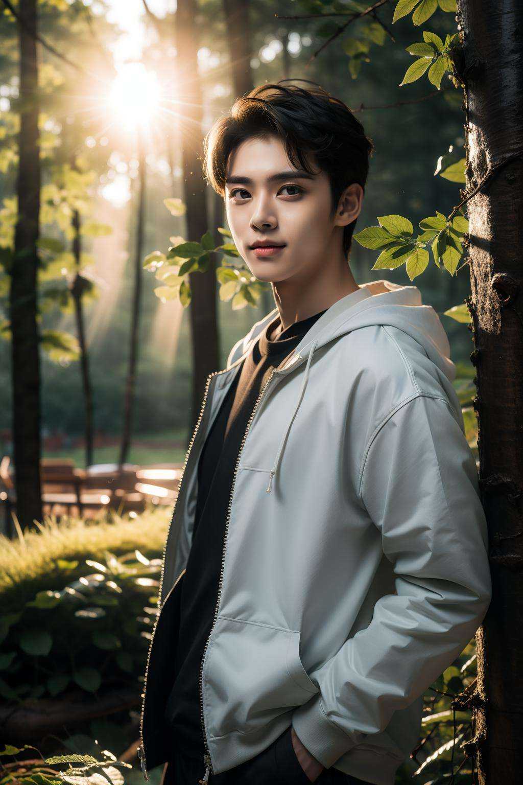 solo,boy,<lora:无双_Incomparable:0.9>,<lora:朝阳_morning sun:0.9>,sun,