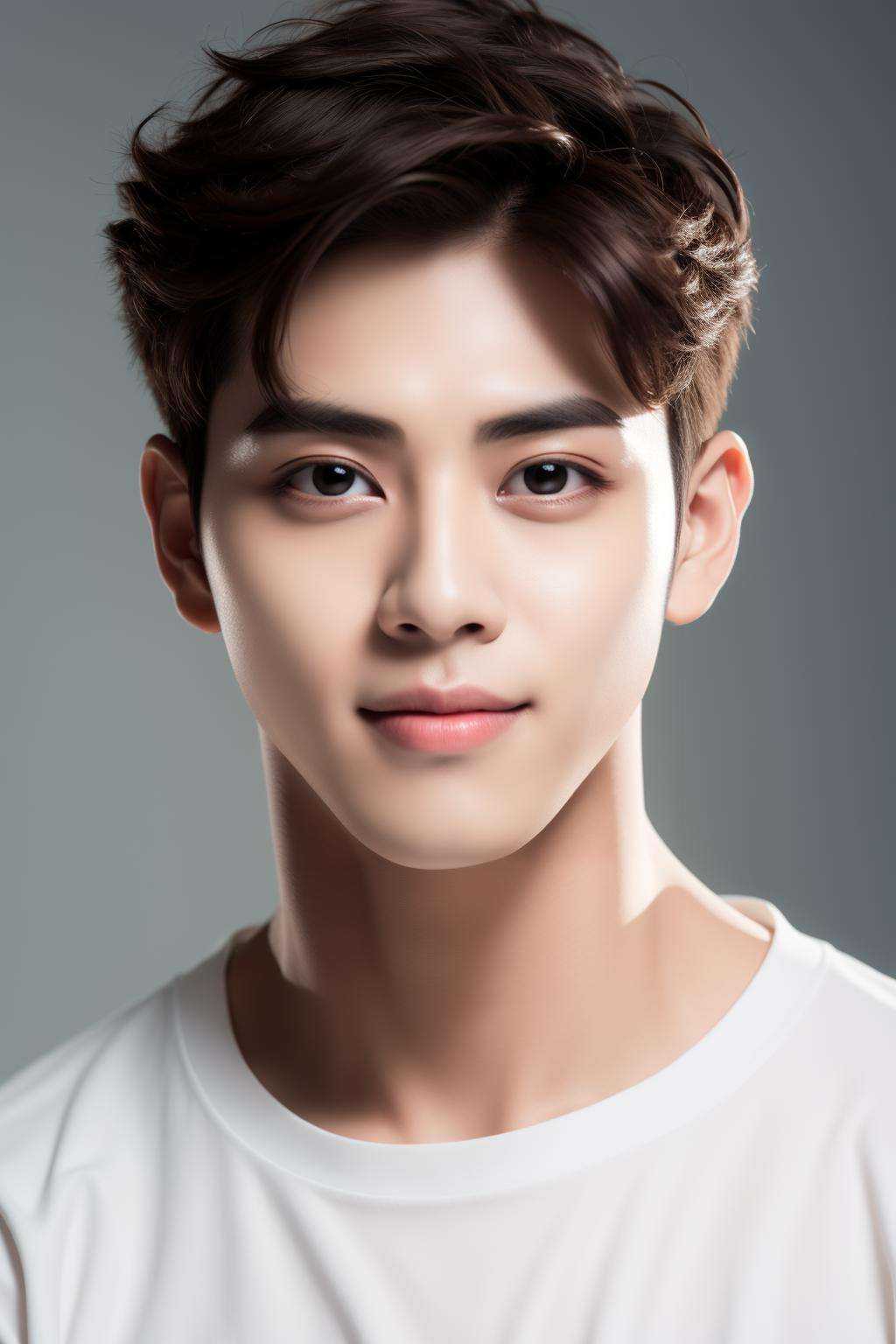 <lora:无双_Incomparable:0.8>,sun,solo,male focus,1boy,looking at viewer,brown hair,realistic,smile,shirt,black eyes,white shirt,blurry background,blurry,closed mouth,portrait,short hair,lips,(upper body:1.2),