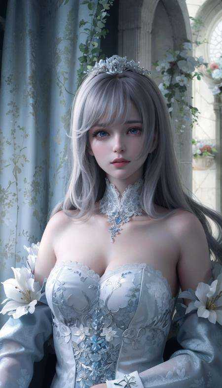 <lora:hipoly_3dcg_v7-epoch-000012:0.7>,1girl, looking at viewer,upper body, 3D, realistic,large breasts, excessively frilled princess dress, draped clothes, jewelry, ornament, flower, lace trim,masterpiece, best quality, 8k, detailed skin texture, detailed cloth texture,  beautiful detailed face, intricate details, ultra detailed,rim lighting, side lighting, cinematic light, ultra high res, 8k uhd, film grain,best shadow, delicate, RAW