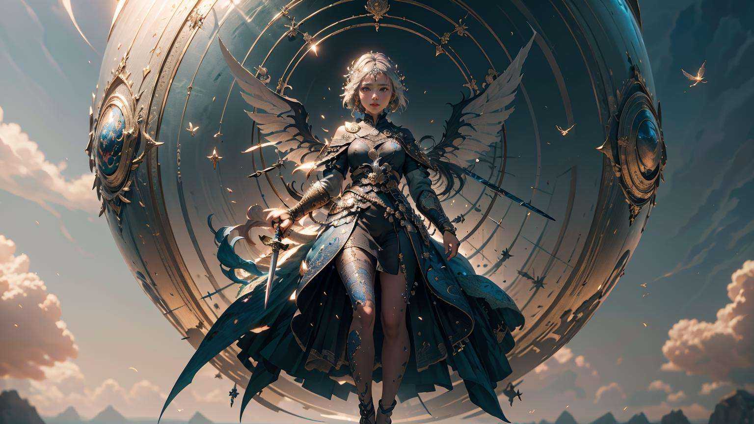1 girl,  fly,  blue sky on Tensor.Art