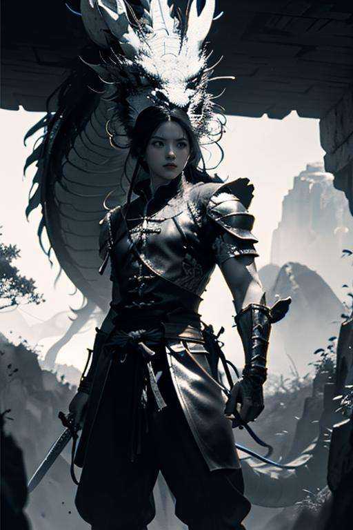 a dragon,  style Chinese,  (a girl) on Tensor.Art
