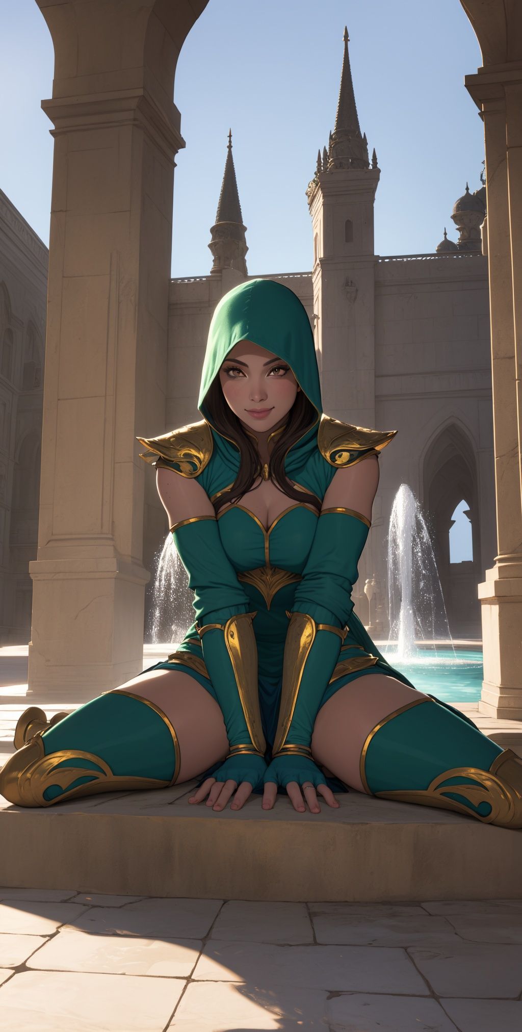Jade,  wearing hood,  brown eyes on Tensor.Art